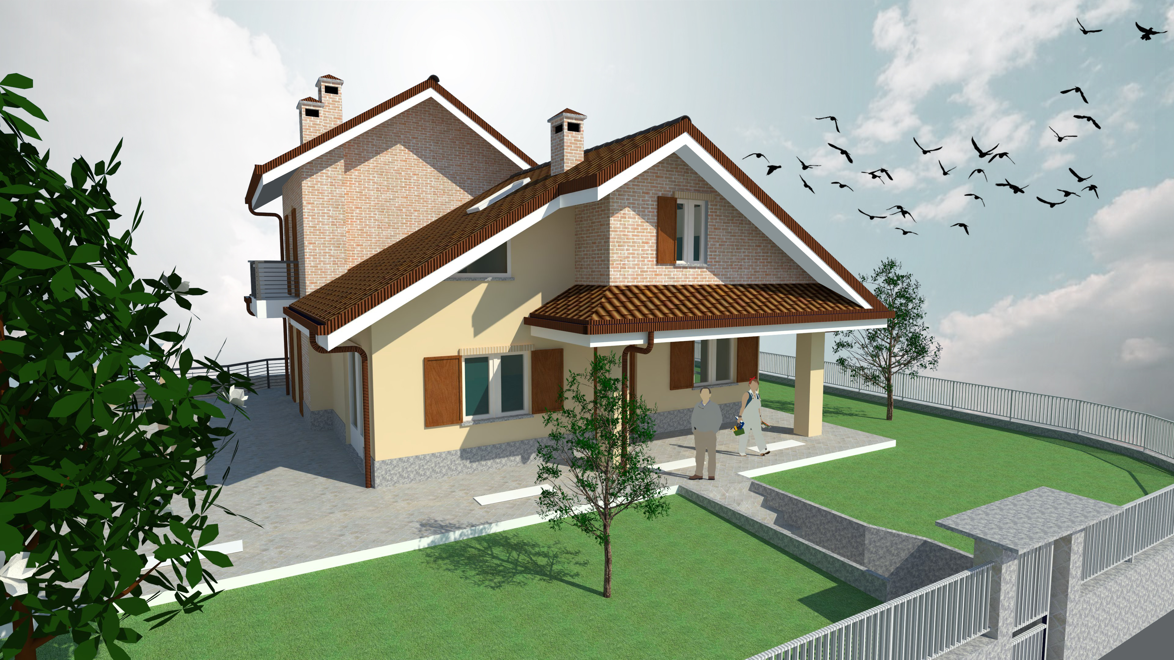 progetto villa residenza unifamiliare volvera render