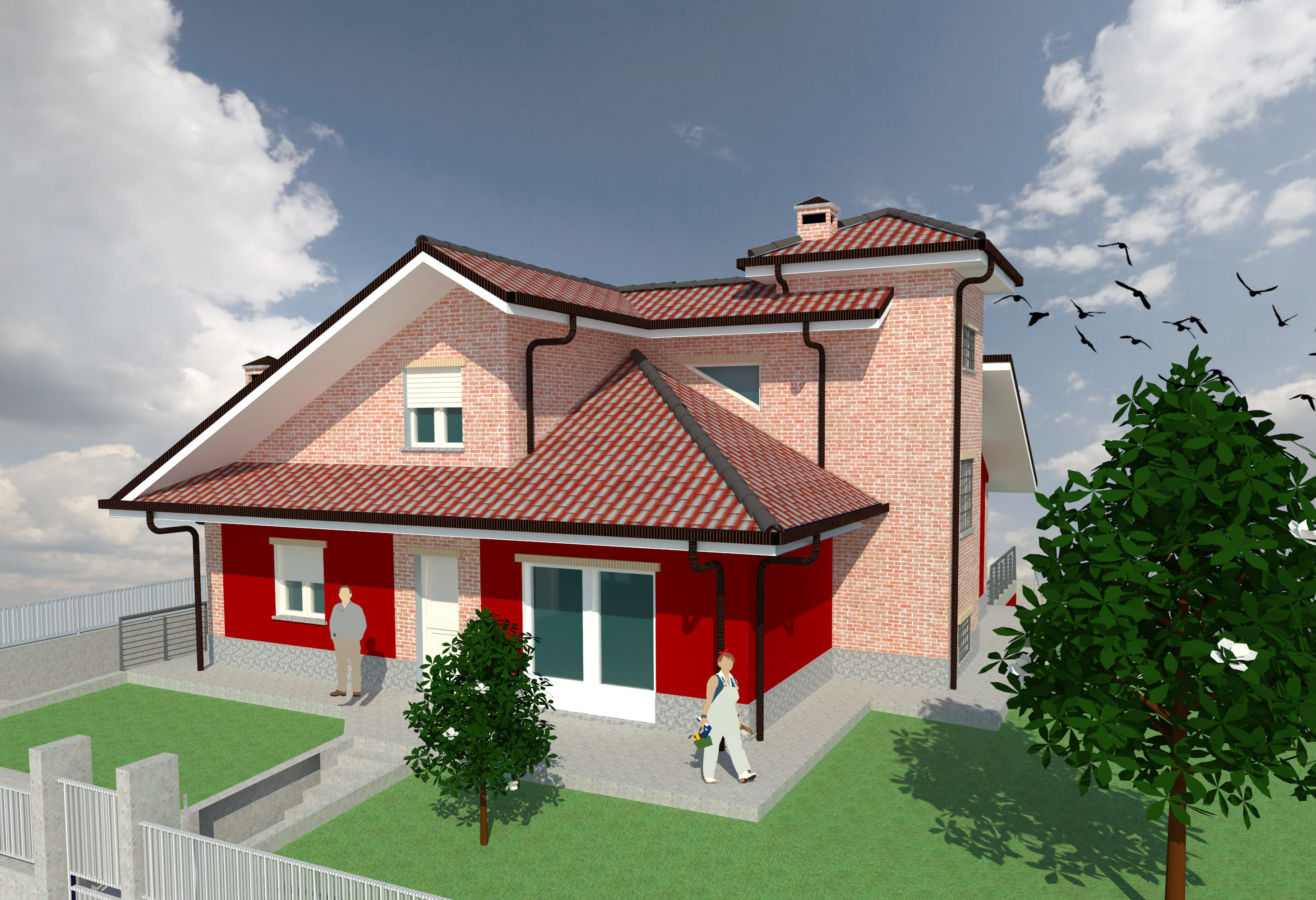 progetto villa residenza unifamiliare volvera render